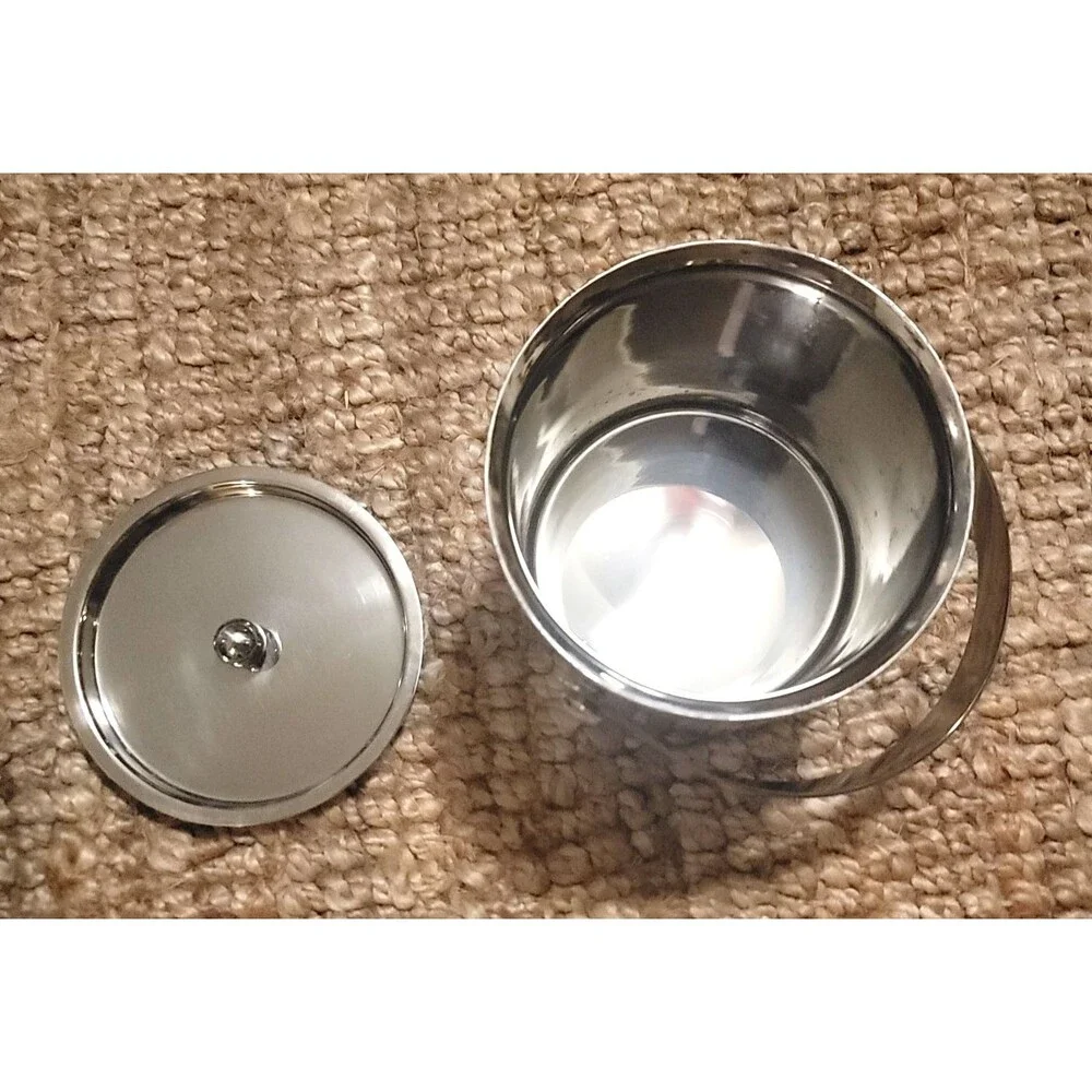 New Stainless steel Ice bucket w Tongs 7.25